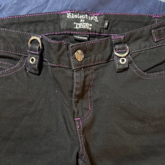 Trendy Black Pants with Purple Accents - Picture 2 of 6